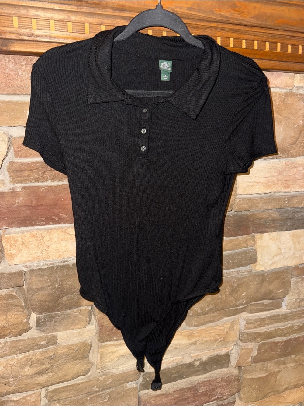 wild fable Black Ribbed Polo Bodysuit